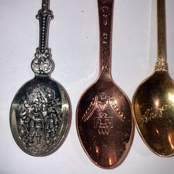 Lot of 5 Vintage Collectible Souvenir Travel Spoons Arizona Pewter Native Havasu - Picture 2 of 11